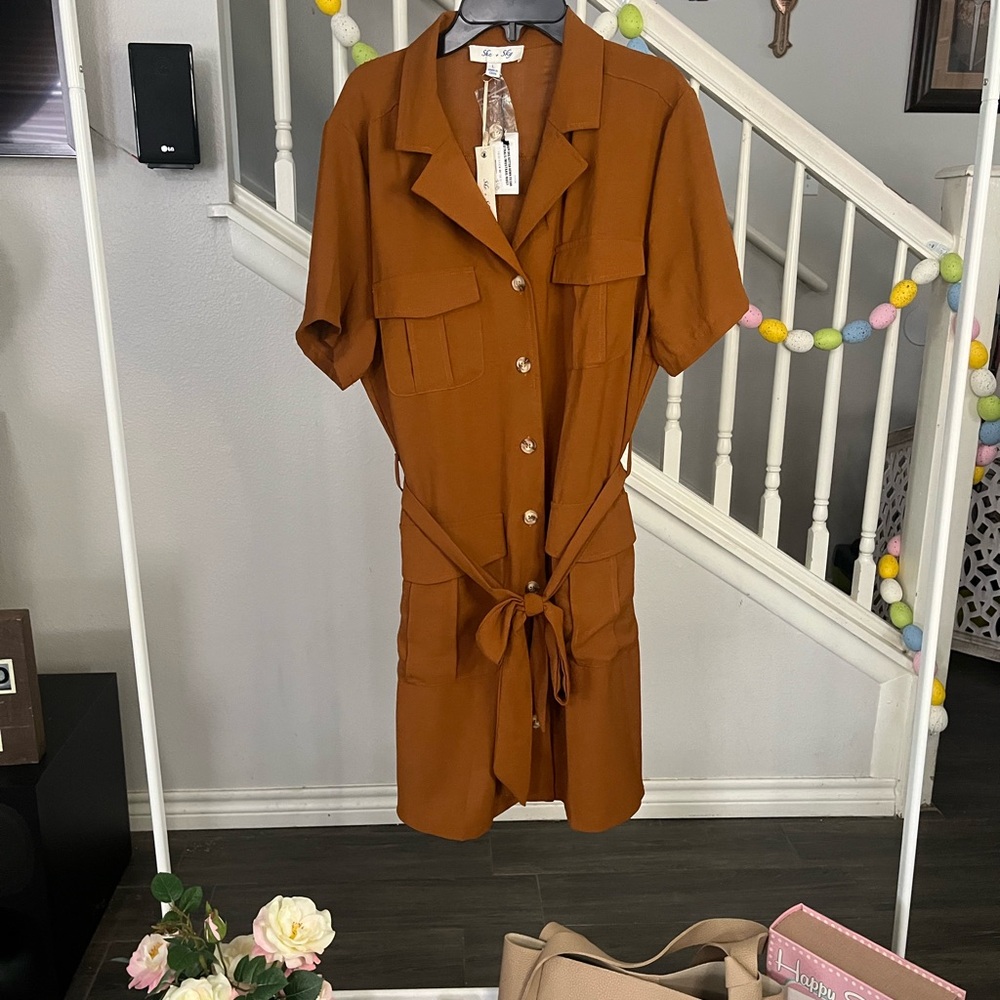 Women's Button-Down Dress in Brown